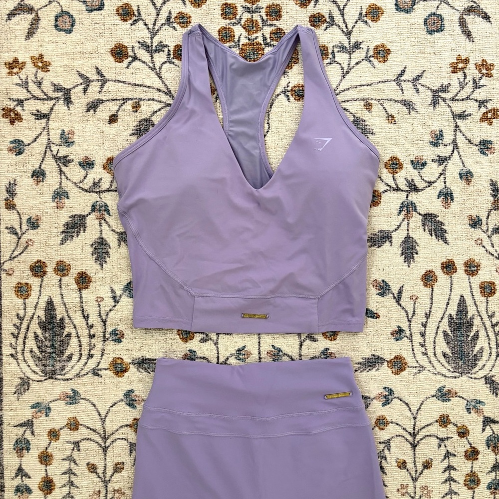 Gymshark Lavender Purple Racerback Sports Bra & Shorts Set